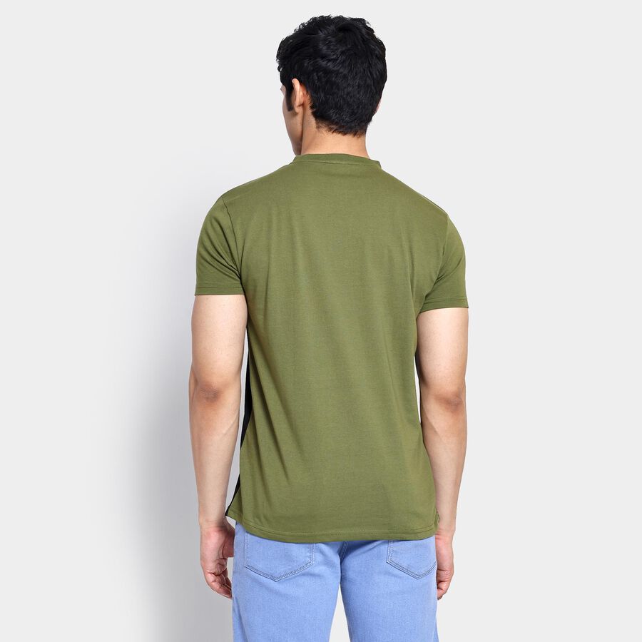 Men's Henley Half Sleeves T-Shirt , Olive, large image number null